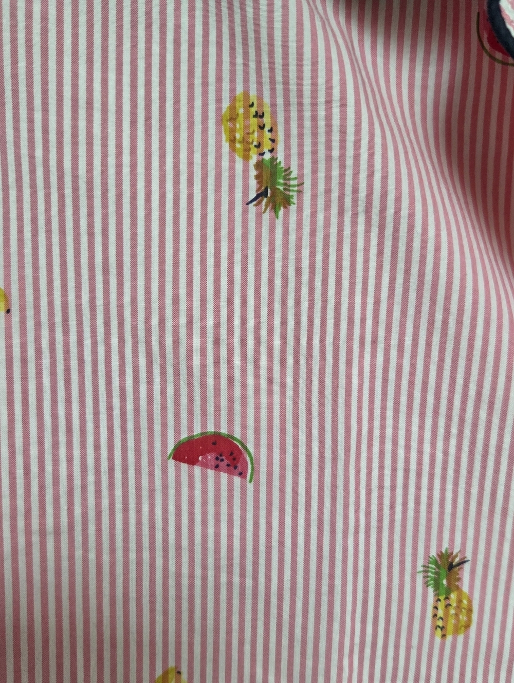 J. Crew Pink and White Striped Pajama Shirt Size Small Tropical Fruit Print - Picture 3 of 9